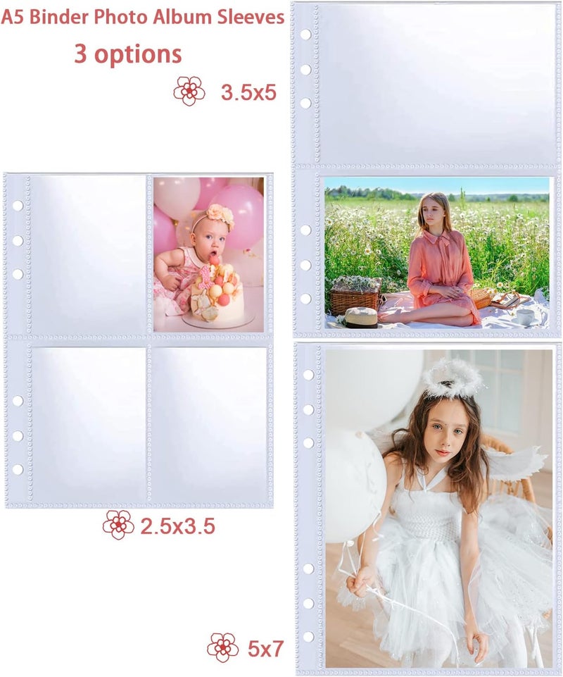 WITHYU 30 Pack 60 Pockets 5x7' Ultra-Clear Photocard Sleeves for 6 Ring A5 Binder, Double-Sided 1 Pocket Photo Pages, Top Loading Sheet Protector for Photos, Postcards, Seed Packets - Image 5